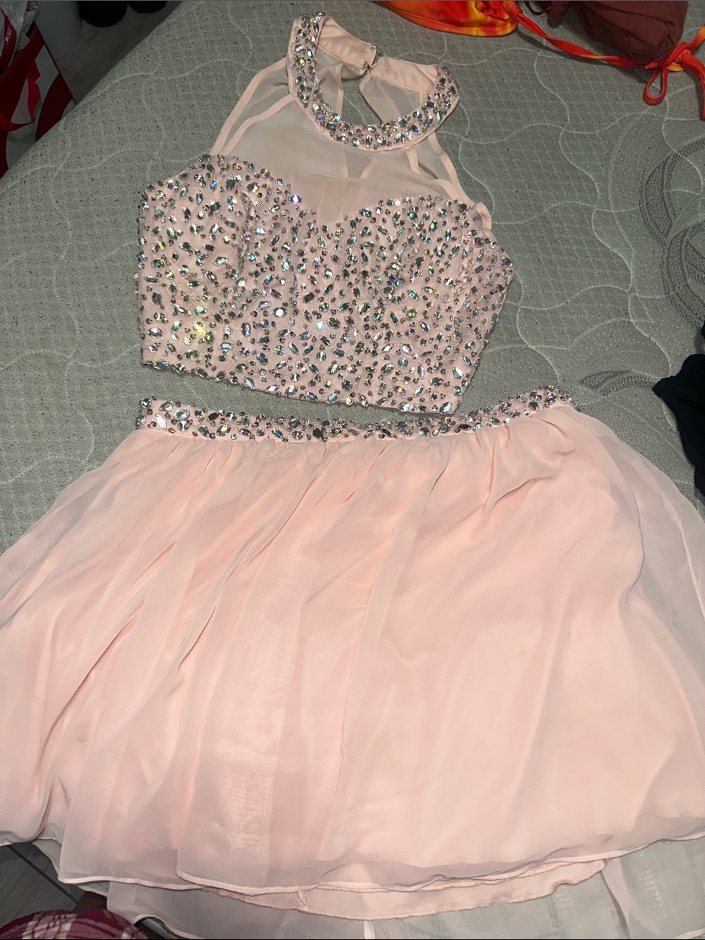 Windsor Blush Pink Beaded Two-PieceDress